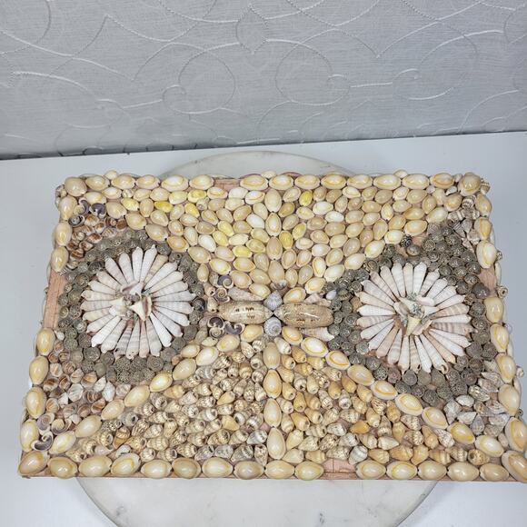 Vintage Shell Jewelry Box Satin Lined Handmade Coastal Trinket Organizer 12.5” - Picture 16 of 16